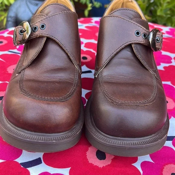 🏴󠁧󠁢󠁥󠁮󠁧󠁿 Vintage Dr. Martens MIE Chunky Heel Monk Strap Loafers UK 5 - Picture 12 of 16